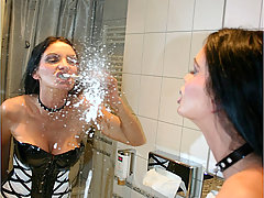 Extreme Pictures -  Sassy Carmen observes her spitting technique reaching for perfection