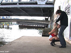Humiliation Pictures -  Czech beauty gets fondled by a group of construction workers