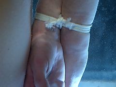 Water Bondage Pictures -  Kendra James dons some very sexy fetishwear in watery suspension