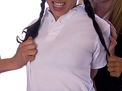 Punishment Pictures -  Three girls in uniform gang up on Leilani